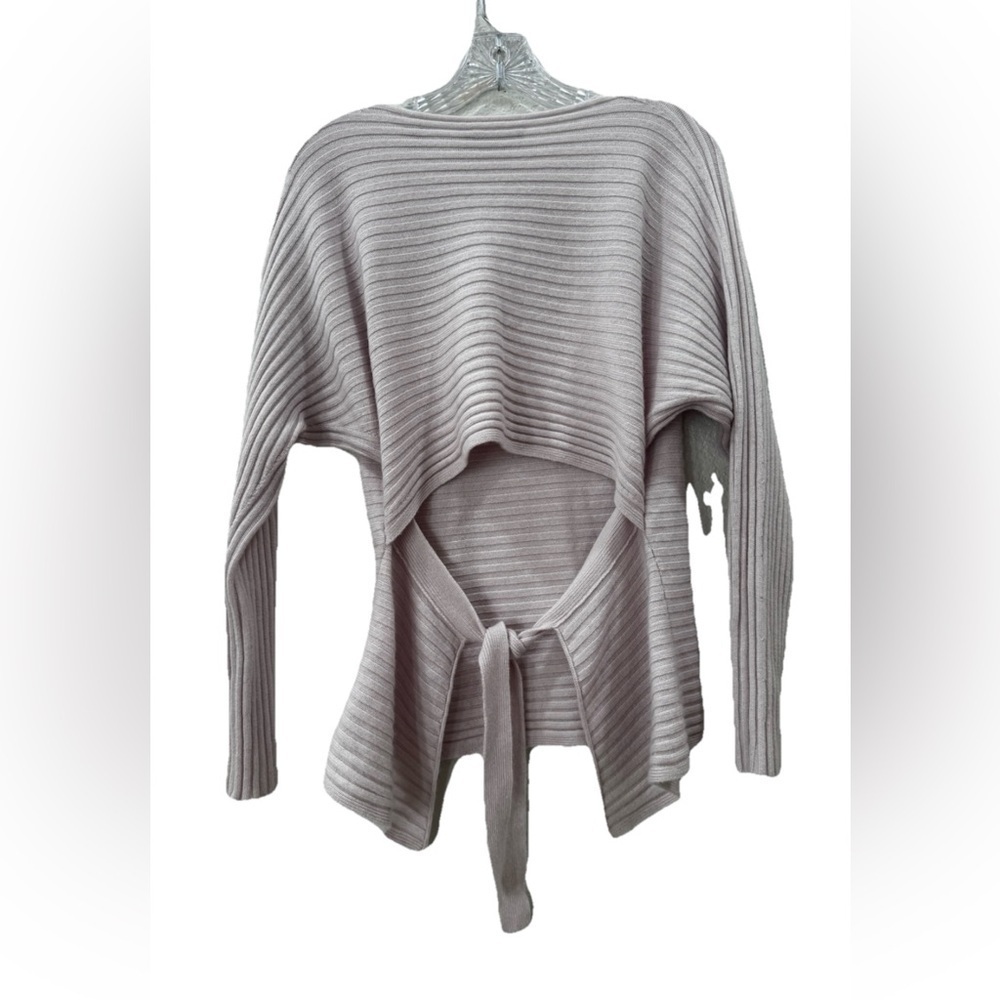 Vince Pink Wool Cashmere Sweater Tie Back Dolman Sleeve Ribbed Knit - Picture 3 of 5